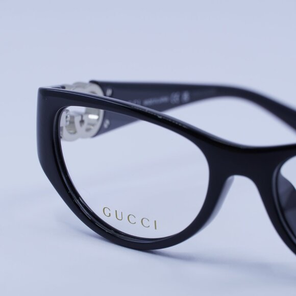 Gucci GG1825O 001 Eyeglasses Shiny Black 54mm Cat Eye Frame - Picture 9 of 11